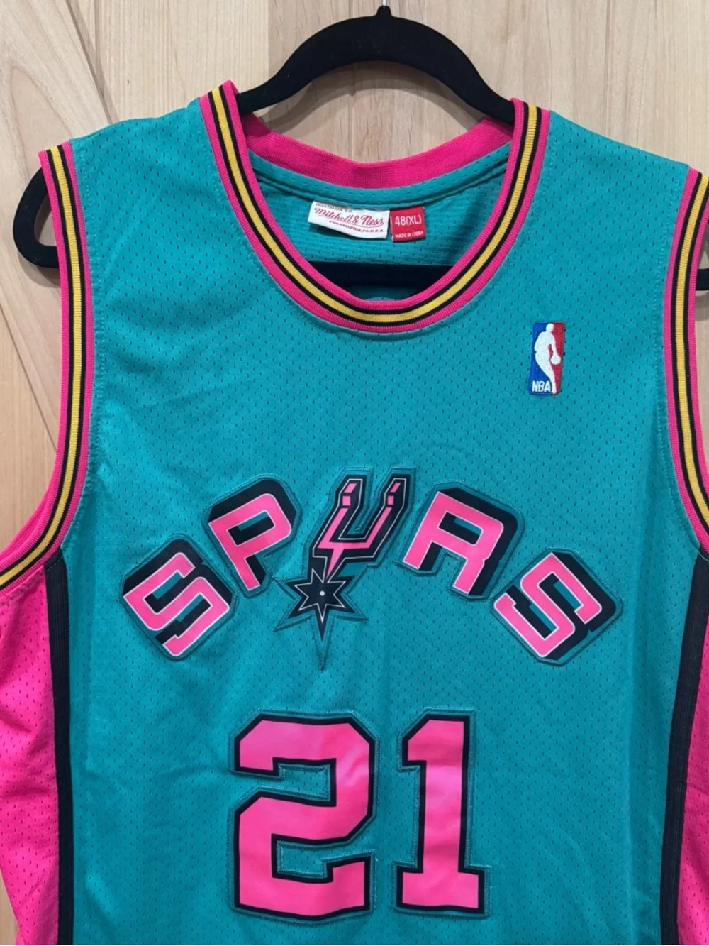 Mitchell & Ness Teal and Pink 'Duncan 21' Men’s Jersey